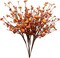 6 Pieces Artificial Fall Berry Stems, Orange Pumpkin Picks Floral with Berry Fall Picks for Floral Arrangements, for Autumn Thanksgiving Home Table Centerpiece Decorations (17 inches)